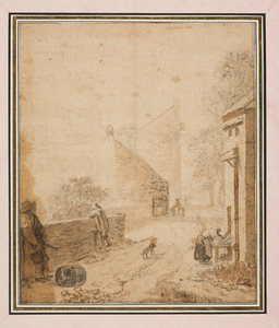 809982 Gezicht boven op de wal te Utrecht met twee ruïneuze waltorens en rechts de voorgevel van een huis, uit het ...